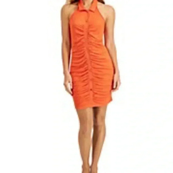 JAMIE LAYLA Petite Ruched Halter Open Back Bodycon Dress Size PL - Picture 1 of 9